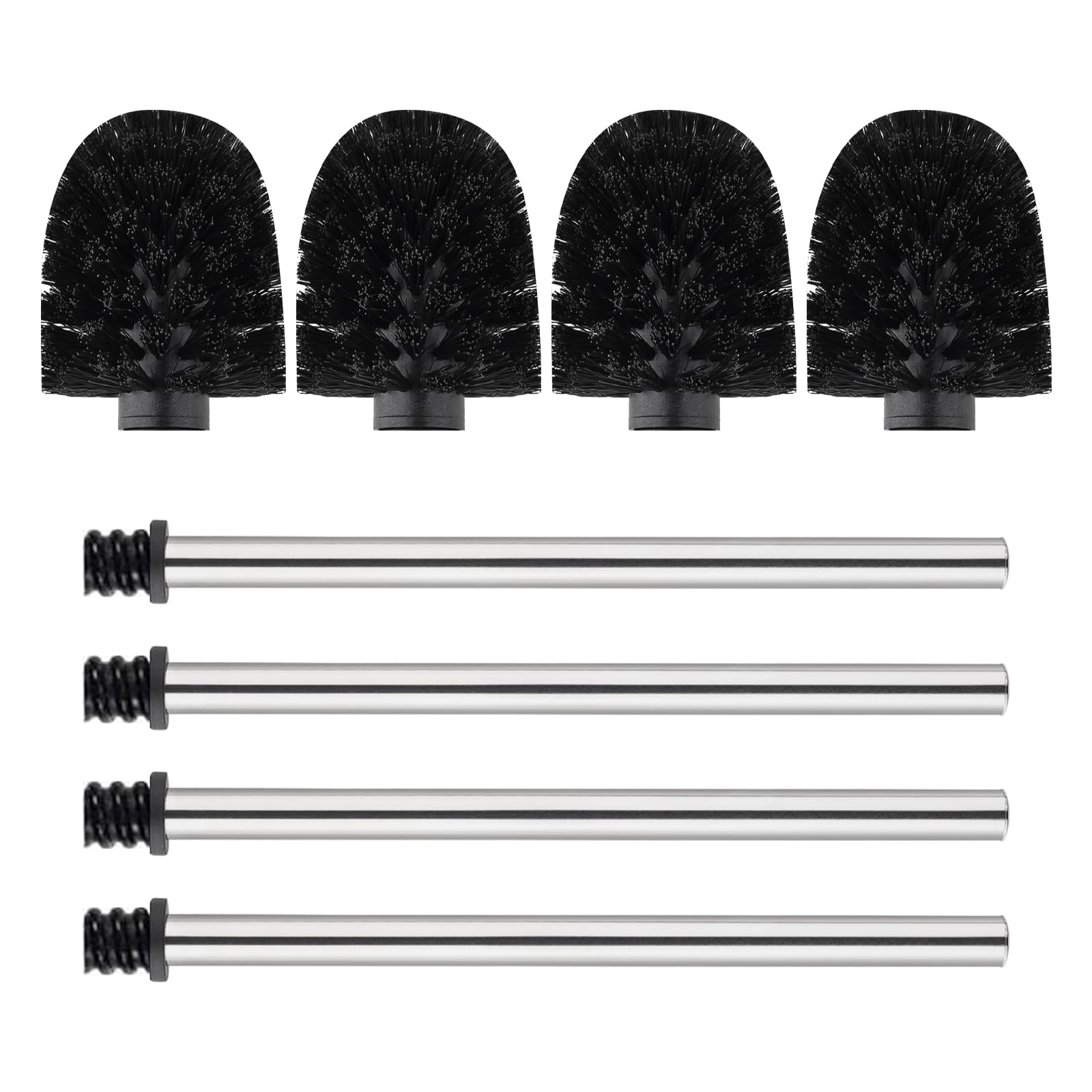 Ibergrif Black Toilet Brush 4PCS with Stainless Steel Handle M34155