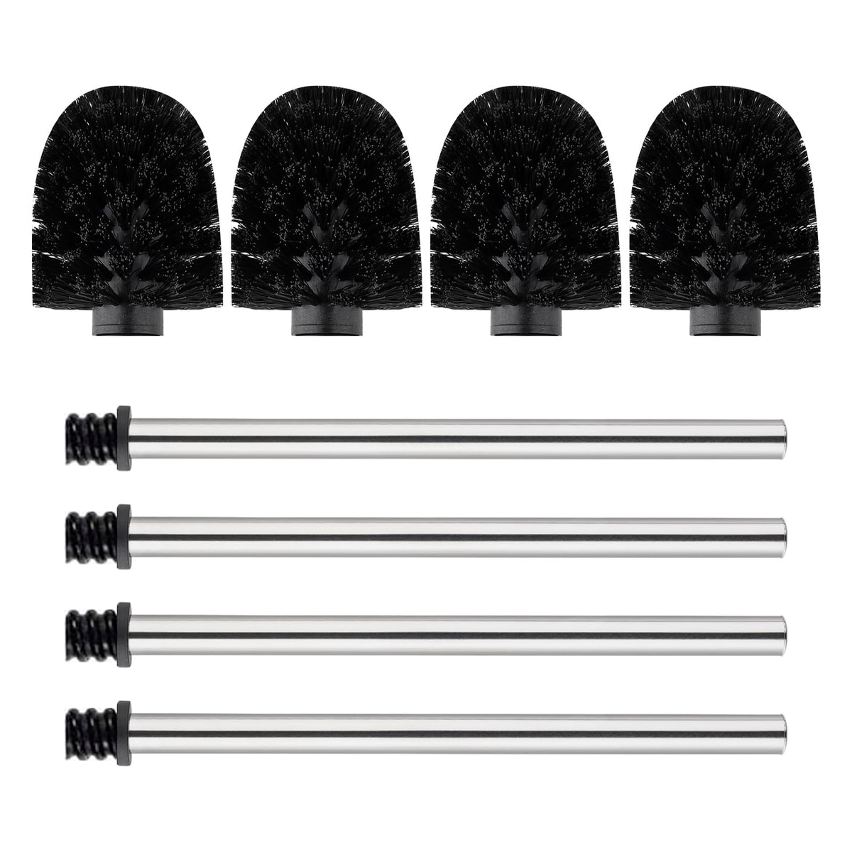 Ibergrif Black Toilet Brush 4PCS with Stainless Steel Handle M34155