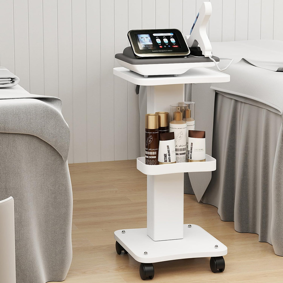ybaymy Beauty Trolley on Wheels Salon Equipment Trolley Carts Beauty Rolling Cart Mobile Cart Rack Storage Tray for Hair Salons Spas Barber Shops