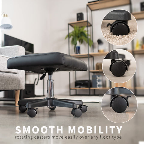 VIVO Ergonomic Mobile Footrest with Wheels, Height Adjustable Desk Stool with Thick Padding