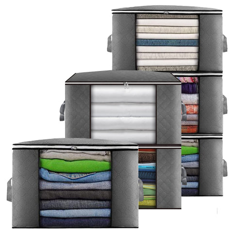 Cleaneaty Clothes Storage Bag 6Pack 90L Large Capacity Solution Organizer for Clothes, Duvets, Comforters, Blankets