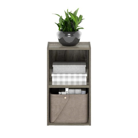 Furinno PASIR Book Shelf, 2-Tier Modern Bookshelf, Open Shelves Bookcase 9 x 12 x 21, for Living Room, Bedroom, Home Office, French Oak