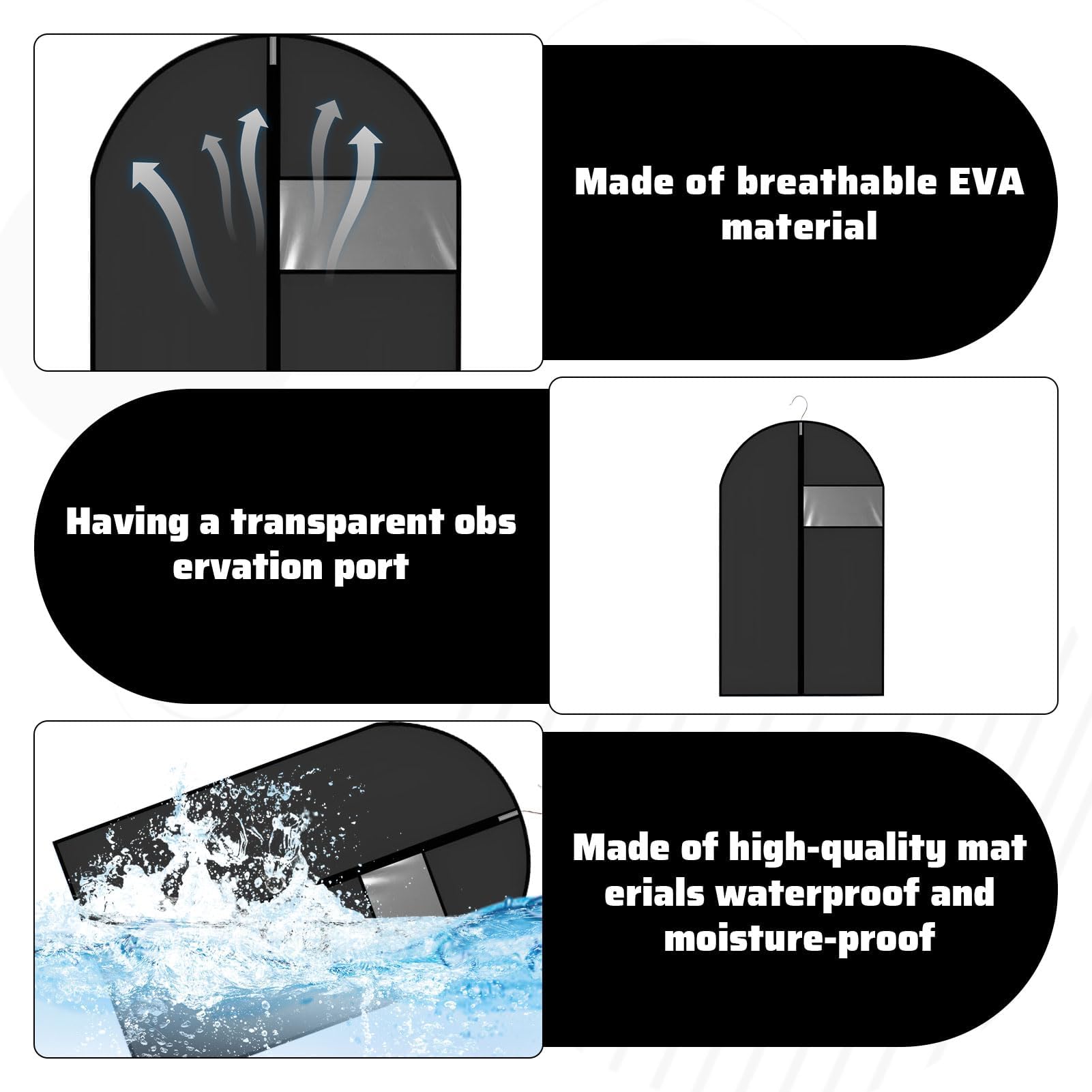 2 PCS Suit Covers for Men,Foldable Dress Bags,Suit Carriers for Men with Clear Window Black Zipper,Reusable Clothes Covers for