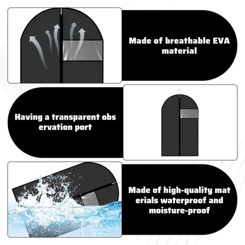 2 PCS Suit Covers for Men,Foldable Dress Bags,Suit Carriers for Men with Clear Window Black Zipper,Reusable Clothes Covers for