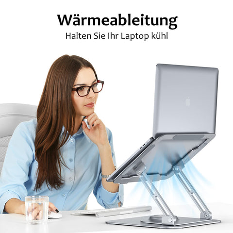 JOYEKY Laptop Stand, Foldable & Portable, Aluminium, Height-Adjustable, Compatible with Laptops 10-16 Inches