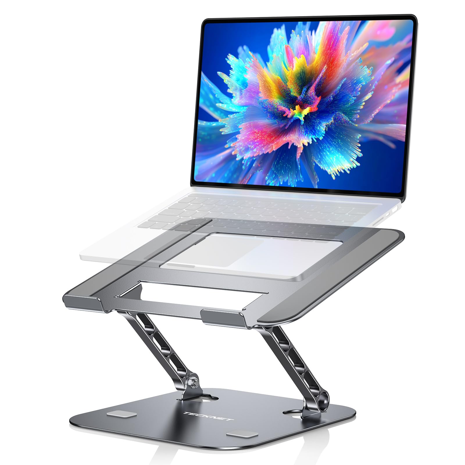 TECKNET Laptop Stand for Desk, Adjustable Ergonomic Laptop Holder (Grey)