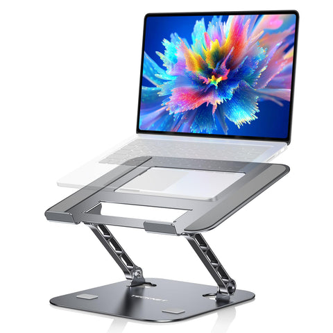TECKNET Laptop Stand for Desk, Adjustable Ergonomic Laptop Holder (Grey)