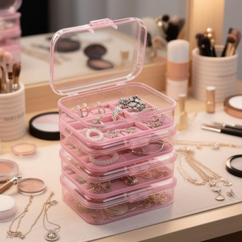 Goodma Rectangular Plastic Storage Boxes, 85 x 55 x 25 mm, Pink