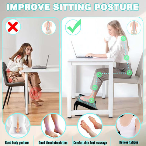 Hmfmdy Foot Rest Under Desk, Office Foot Rest with Massage Texture and Roller, Adjustable Height Ergonomic Foot Stool Under Desk for Office and Home