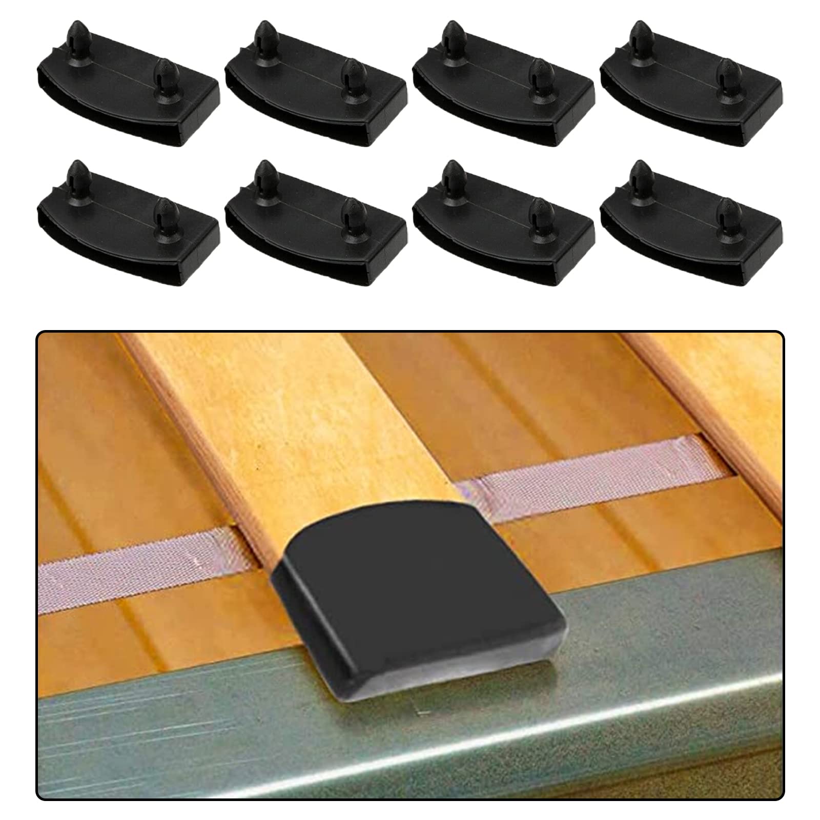 hifrom Slatted Frame Brackets Set, 20 Pieces, High Density Polyethylene, Black, for Beds up to 53 mm Wide, Single Double Beds Accessories