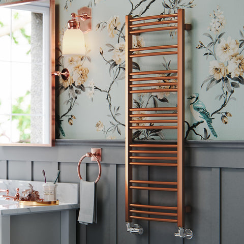Terma Towel Rail (Cen./Heating), Steel, True Copper, 1149h x 400w [1405 BTUs t50]