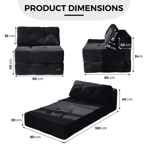 MAXYOYO Folding Sofa Bed, Convertible Sofa Bed with High-Density Support Foam, Portable 4 in 1 Fold Out Chair to Floor Lounger