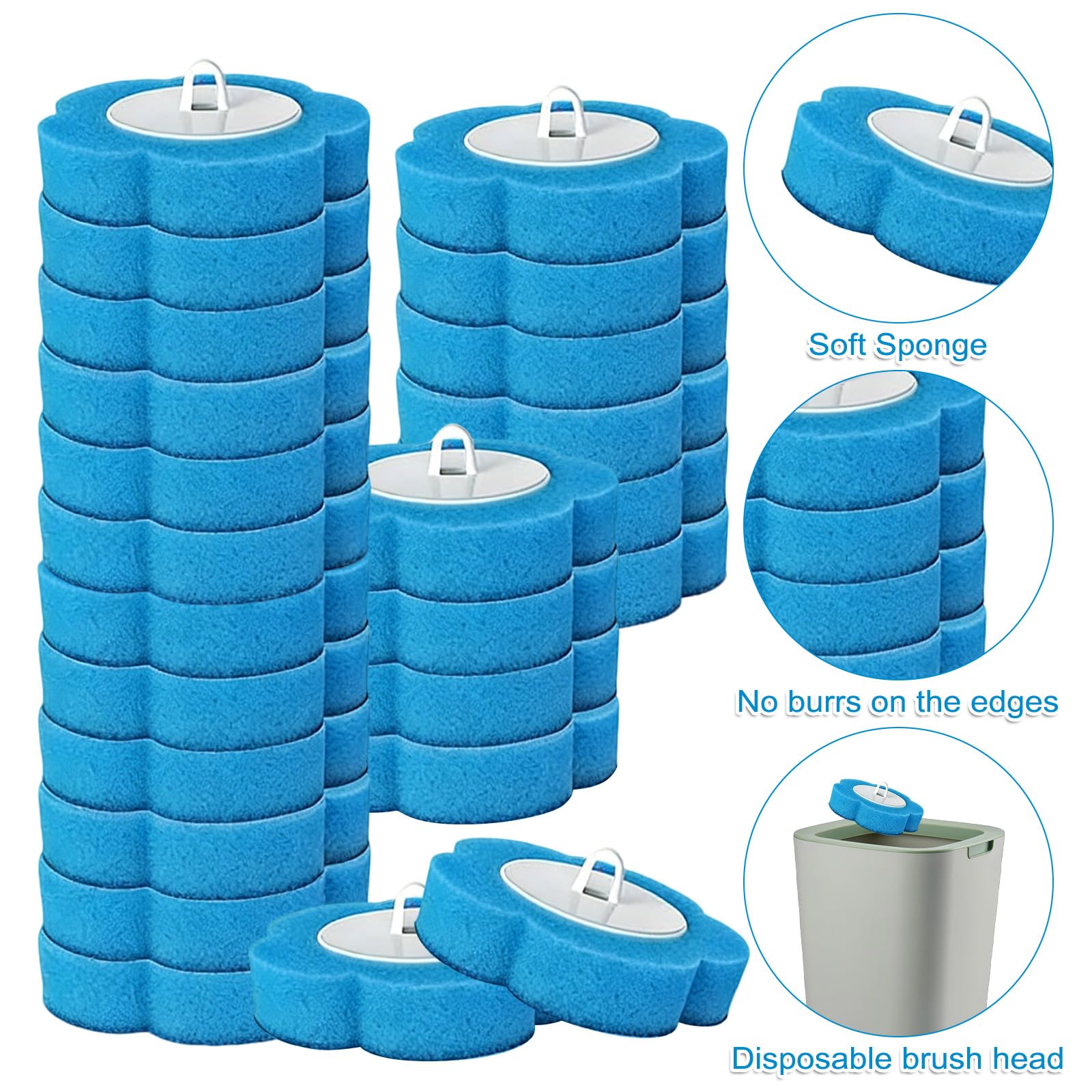 36 Pcs Disposable Toilet Brush Replacement Head, Toilet Wand Disposable Refill Heads