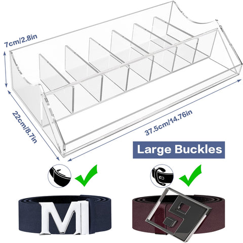ToyaJeco Acrylic Belt Organizer, 7 Compartments Belt Storage Holder for Closet Drawer