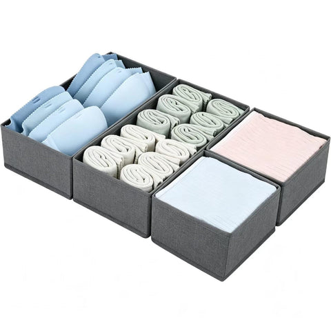 X-YSUNEAS Collapsible Fabric Storage Organizer Bins, 2 Size Foldable Closet Drawer Storage Boxes, 28×14×12cm & 14.5×14.5×12cm