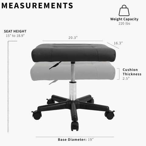 VIVO Ergonomic Mobile Footrest with Wheels, Height Adjustable Desk Stool with Thick Padding