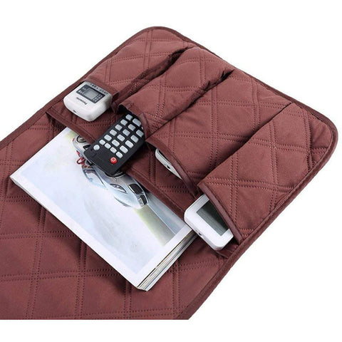 Sofa Armrest Organizer Remote Control Holder Armchair Caddy Armchairs Couch Organiser for Phone, Book, Magazines - Beige