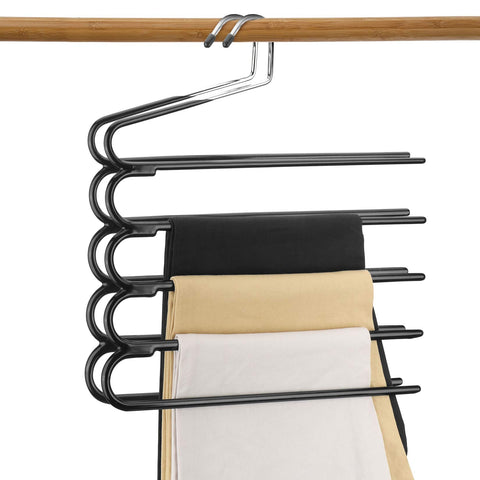 2 Pack Trouser Hangers, Multi-layer Coat Trouser Hanger Space-saving, Closet Stainless Steel Rack Space Saver