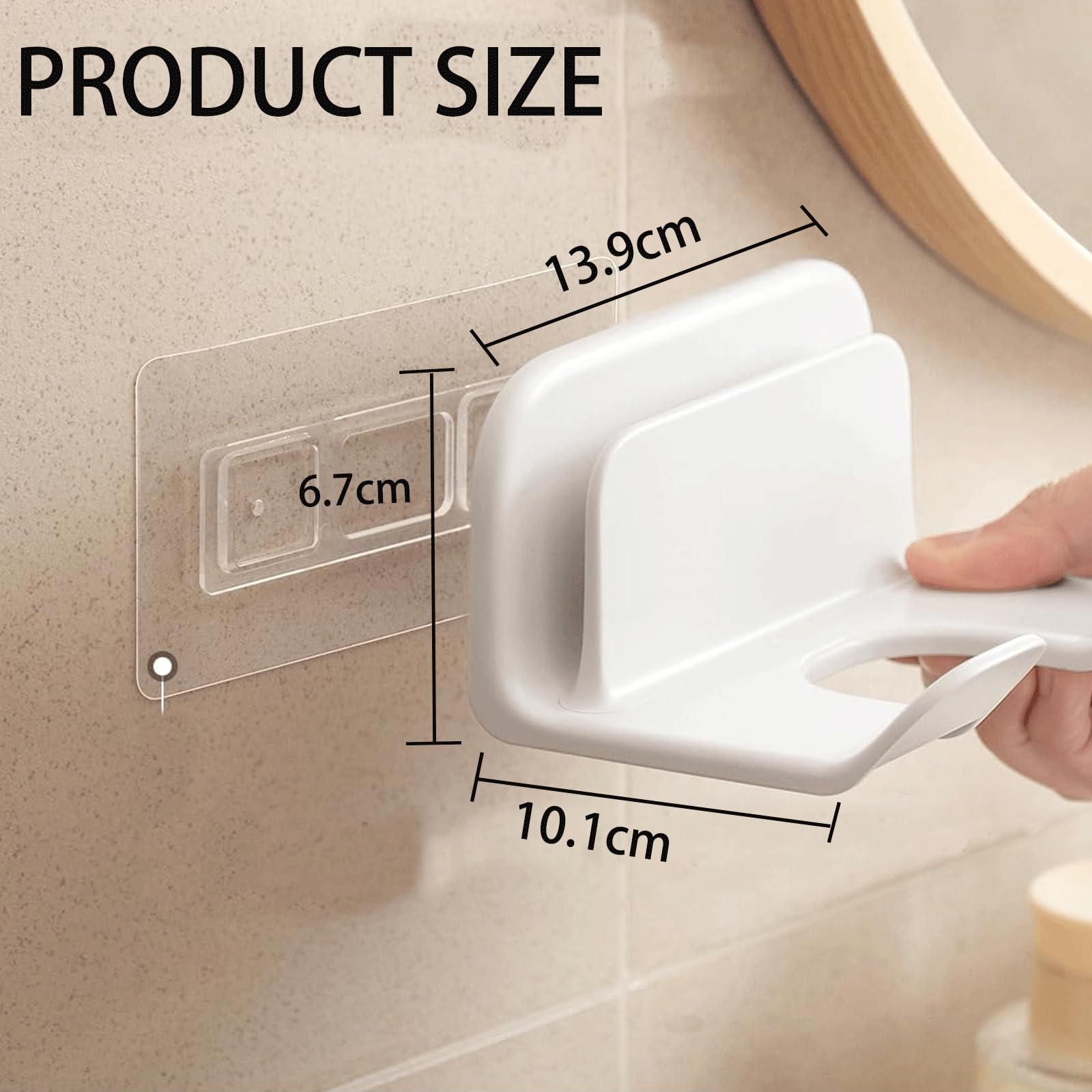 BSLVV Wall Mounted Hair Dryer Holder with Straightener Stand - Self Adhesive Hair Tools Organizer with Plug & Cord Hook