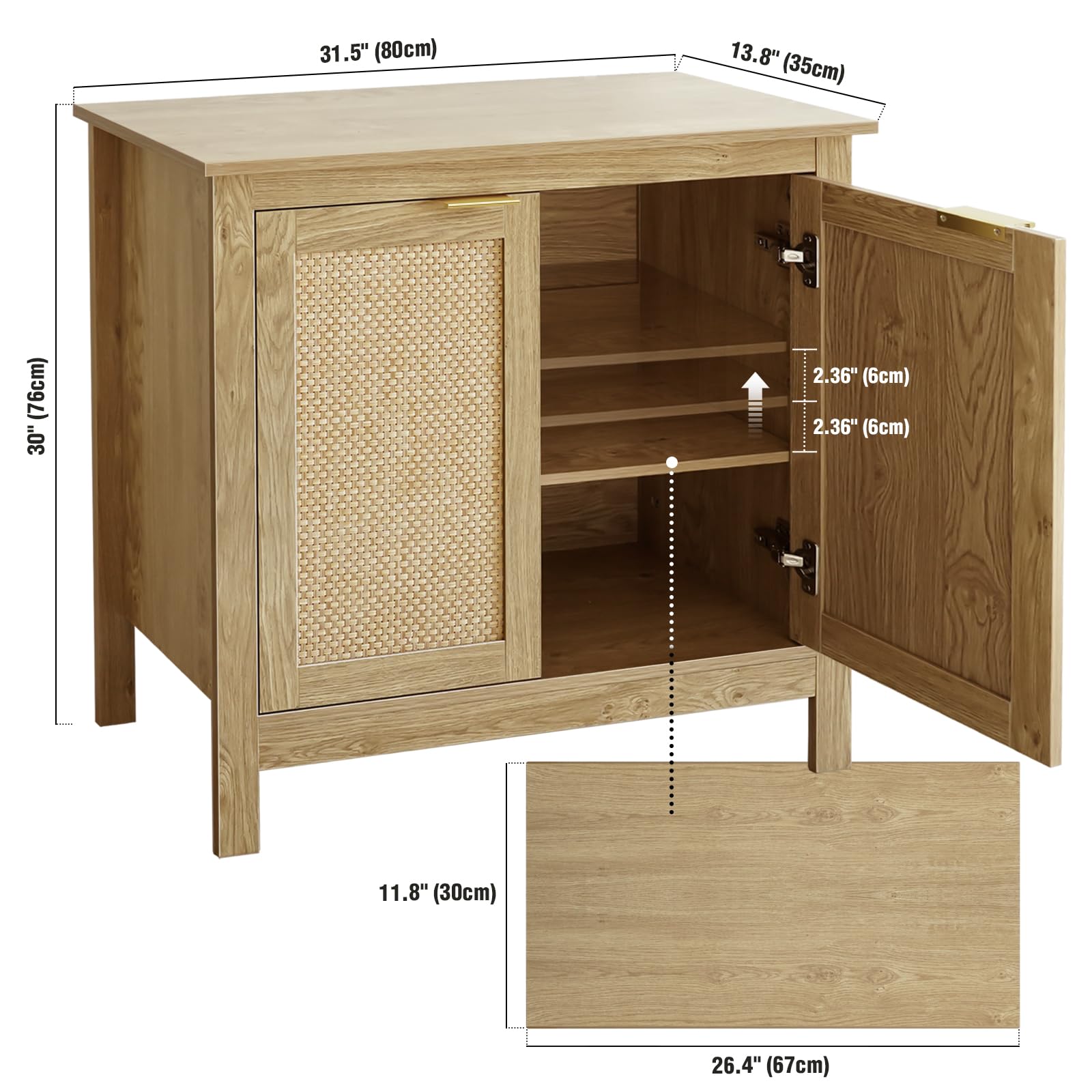 Skokliz Sideboard Storage Cabinet, Modern Kitchen Cupboard with Adjustable Shelf, Floor Cabinet with Doors, Sideboard for Living Room, Dining Room
