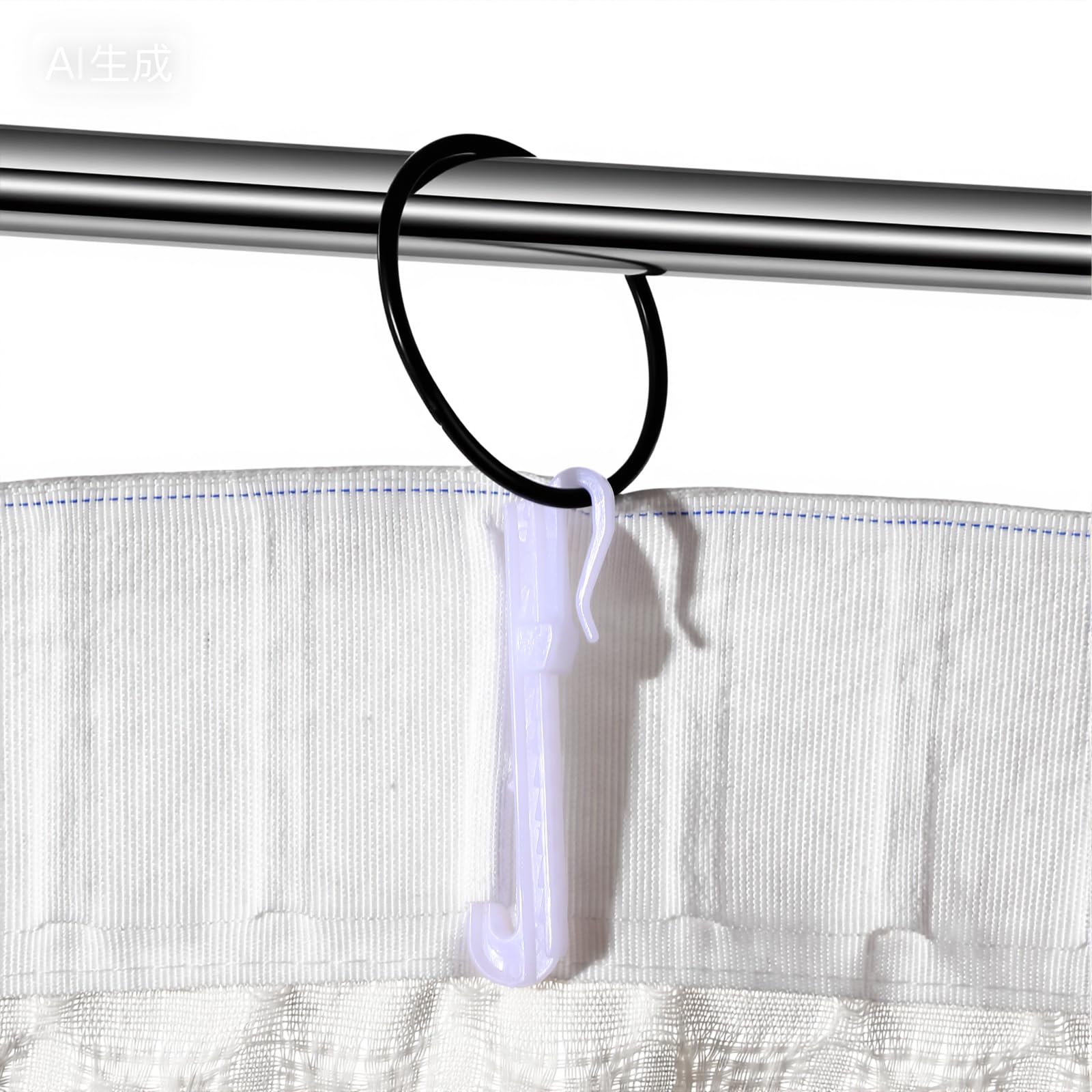 Sorcristy 50 Pcs 7cm Pinch Pleat Curtain Hooks White Plastic Adjustable Curtain Clips Rust Proof Drapery Pins for Window Door Shower Curtains