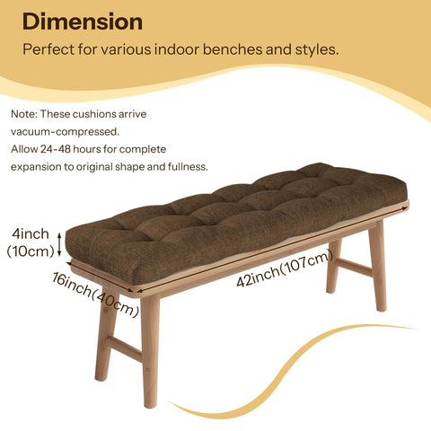 FlyGulls Indoor Bench Cushion for Indoor Furniture 106x40cm Light Coffee