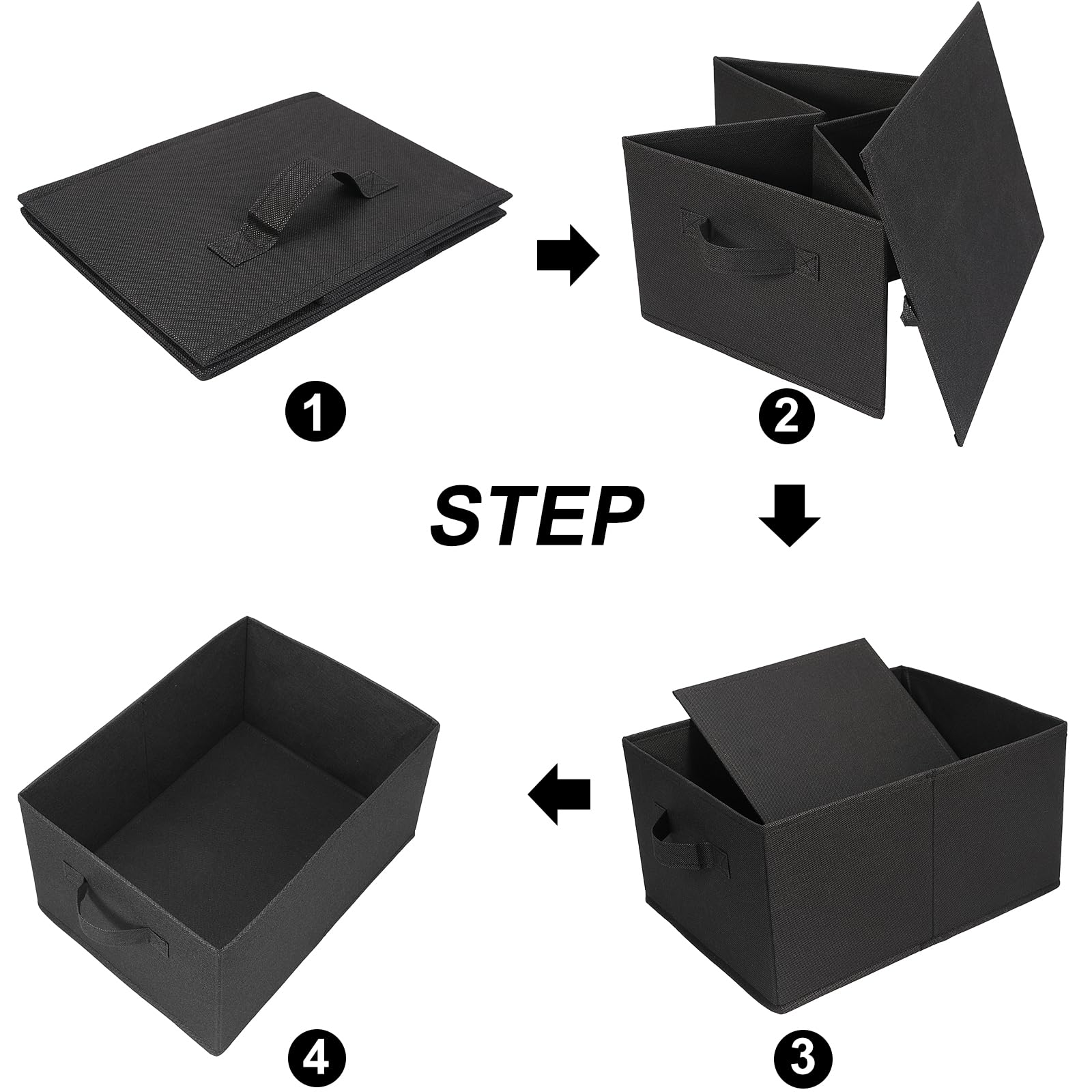 JAKAGO Foldable Wardrobe Fabric Storage Boxes 4 Pack, 39 x 29 x 20 cm