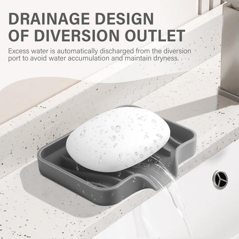 Silicone Soap Dish with Drain, SAISN Kitchen Soap Tray for Shower 2 Pack Self Draining Soap Dish Soft Bathroom Soap Holder for Kitchen Sink Flexible