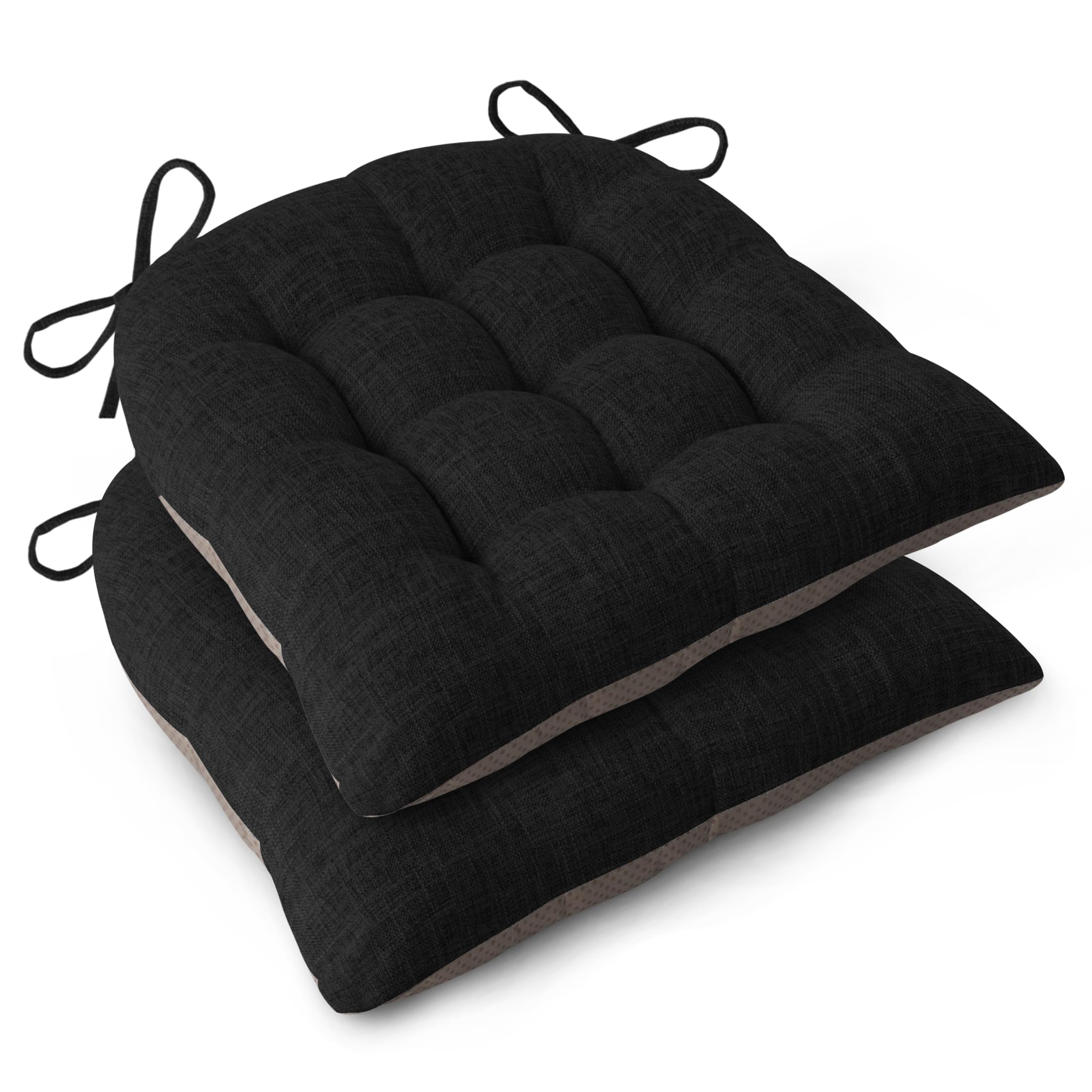 FlyGulls Chair Cushions for Dining Chairs Set of 2 46x42x7.6 cm Black