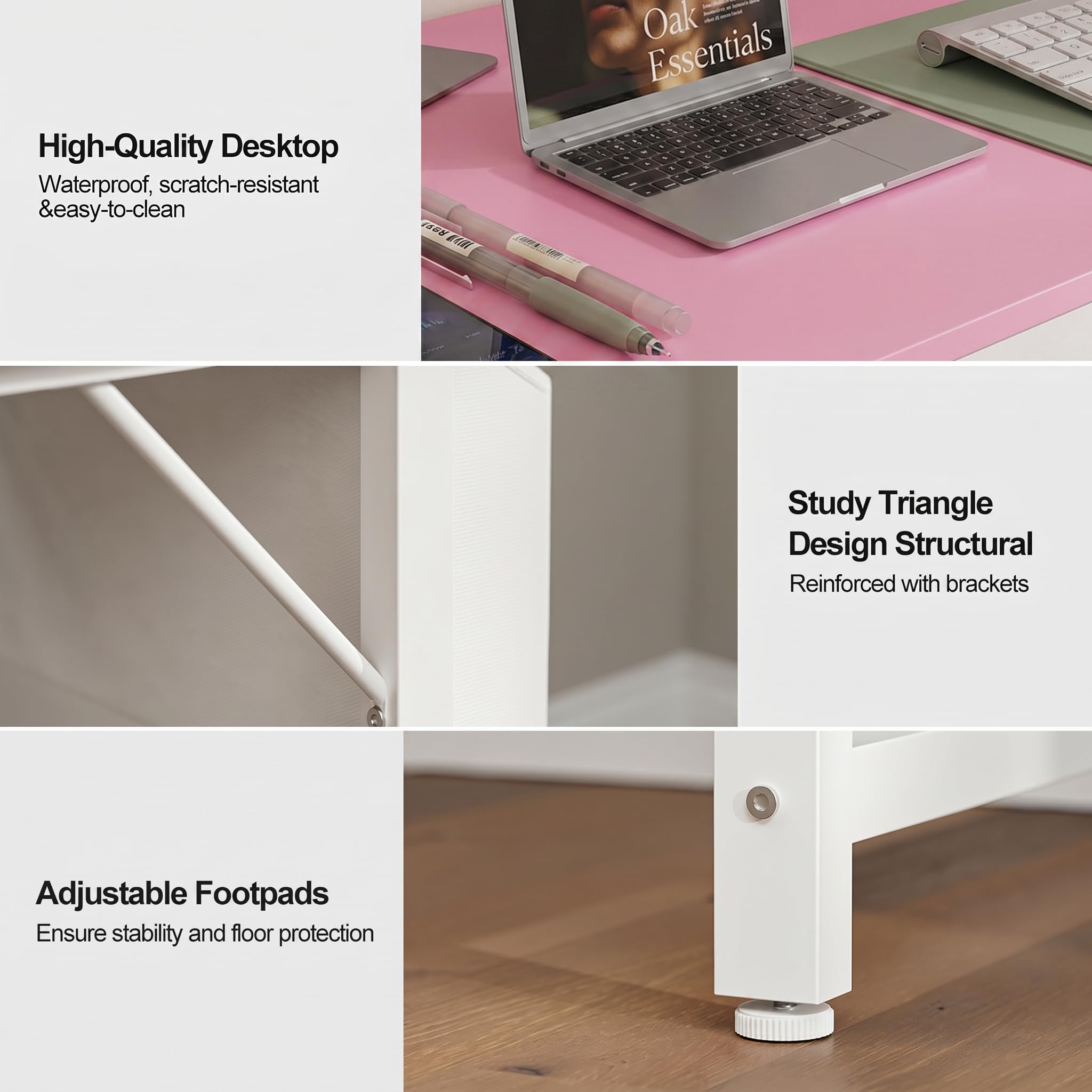 Grandder Small Computer Desk with 2 Fabric Drawers, 80 x 40 cm Home Office Desk with Storage Bags and Drawers