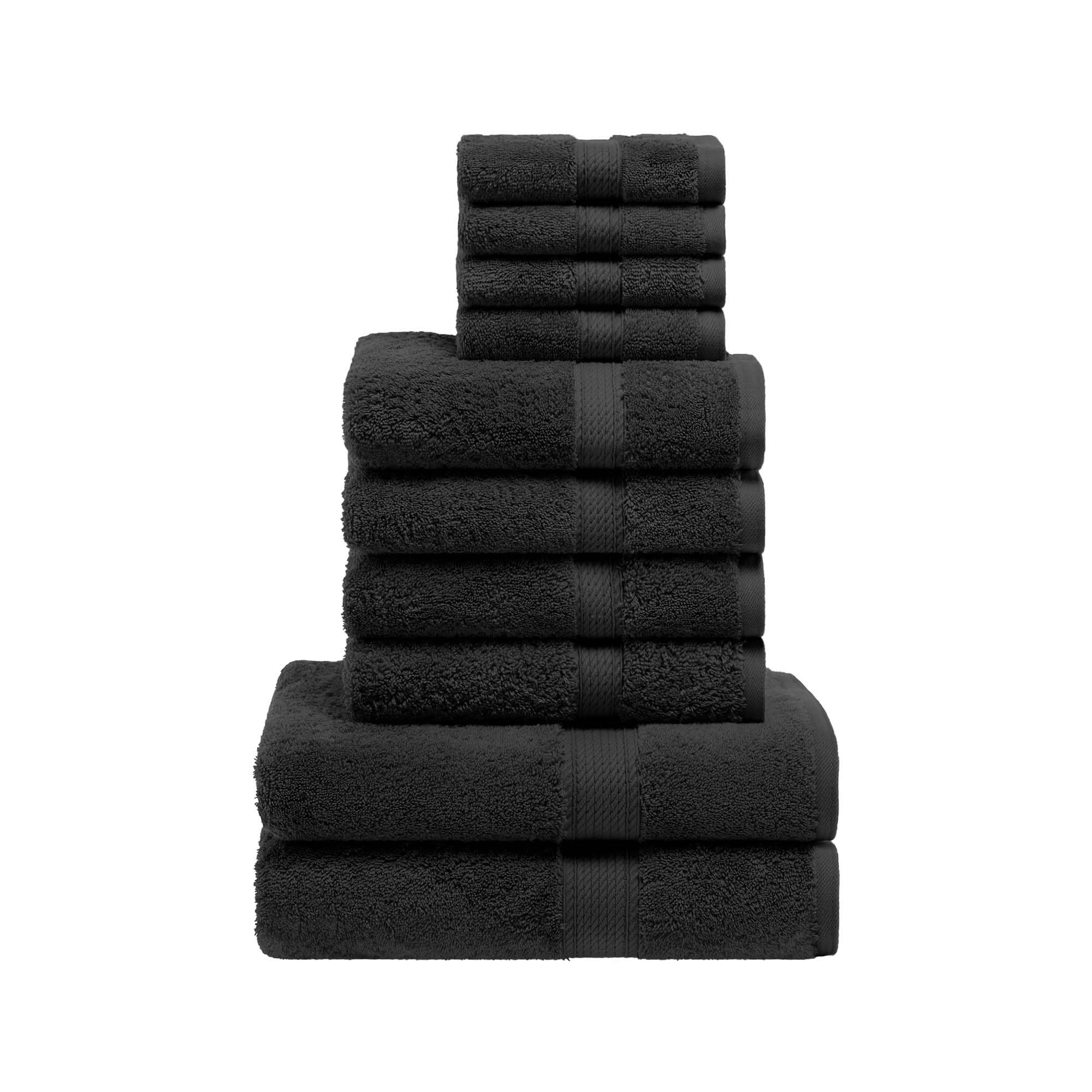 Superior Egyptian Cotton Pile 10 Piece Towel Set, Includes 2 Bath, 4 Hand, 4 Face Towels/Washcloths, Ultra Soft Luxury Towels, Thick Plush Essentials