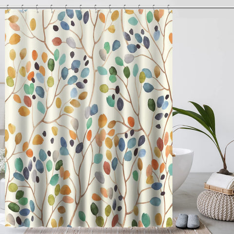 Amaredom Floral Shower Curtain with 12 Metal Hooks - 183 x 183 cm