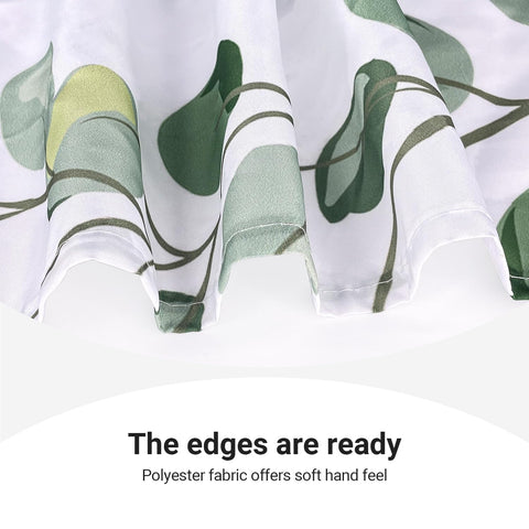 Lerores Shower Curtain, 200 x 200 cm, Green Leaves, Weighted Hem, Anti-Mould Textile, Water-Repellent