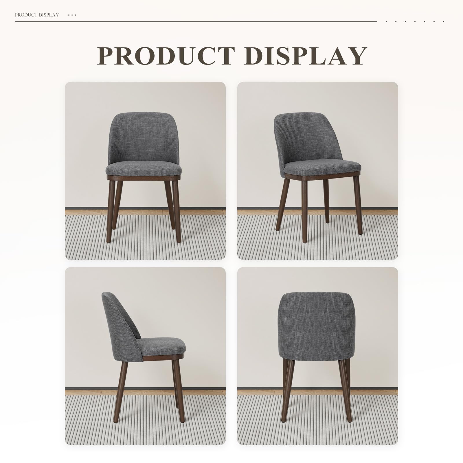 MALOL Thick Wood-base Dining Chairs Set of 6, Upholstered Kitchen Chairs with Solid Wood Legs and Thick Seat Cushion