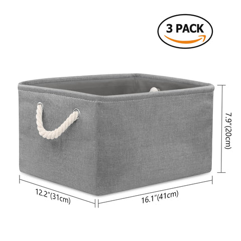 Newthinking 3 Pcs Large Storage Boxes, Fabric Storage Baskets with Handles, Foldable Home Organizer for Living Room, Laundry Room