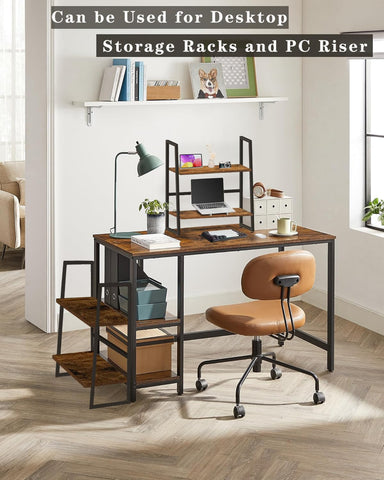 OYE 4 Tier Ladder Shelf, 2 in 1 Industrial Storage Rack Leaning Bookshelf for Living Room, Bedroom, Kitchen, Space Saving Small Book Shelf
