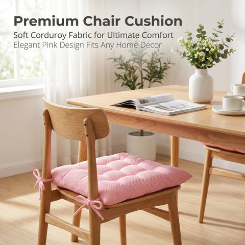 XQ HOUSE Corduroy Chair Cushion with Ties Ultra Soft Warm Floor Cushion for Kids Reading Nook Comfortable Square Seat Cushion for Adult 15.7”x15.7”