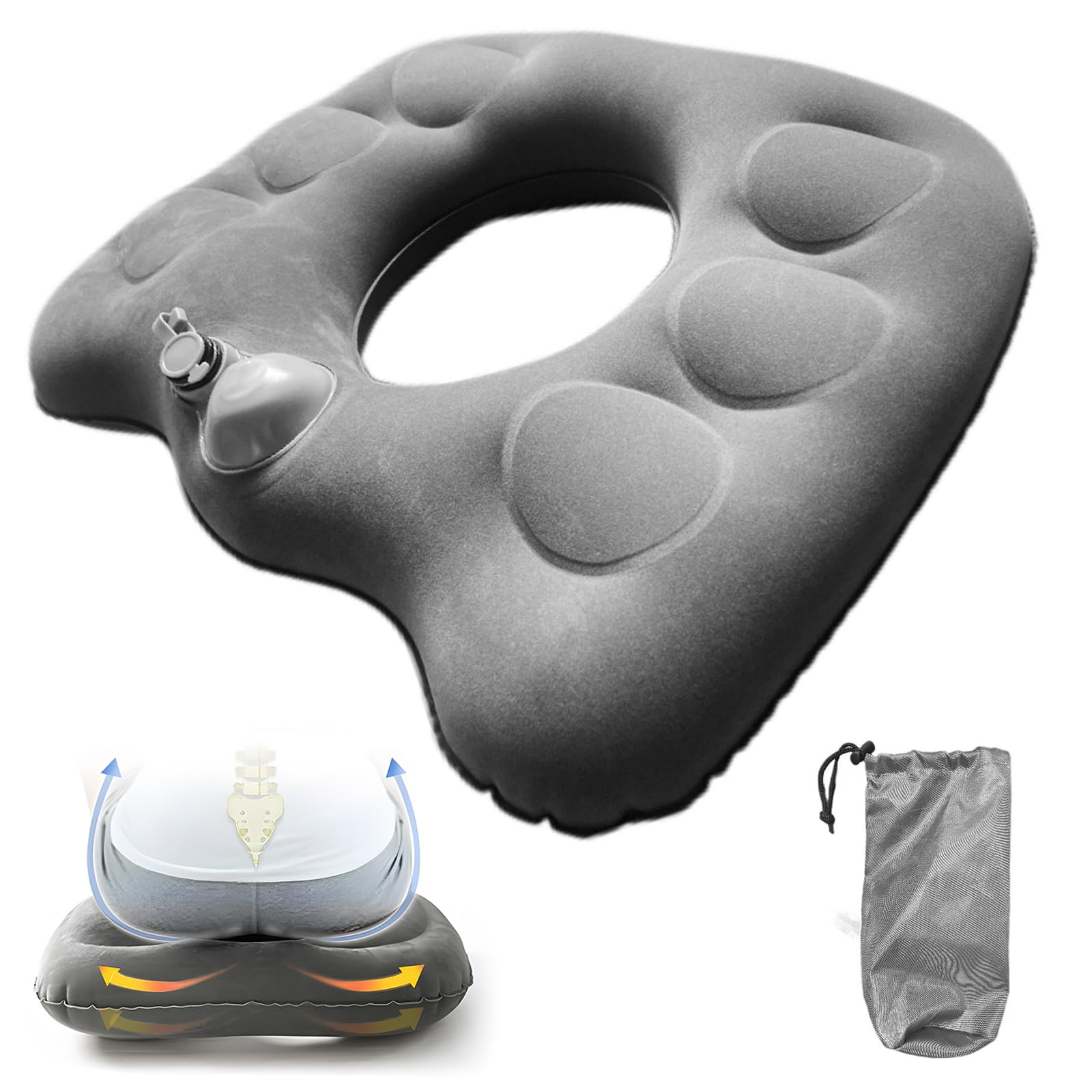 Inflatable Donut Hemorrhoid Seat Cushion - 1 Pack Inflatable Cushions To Sit On, Ring Seat Cushions for Hemorrhoids, Wheelchair, Pressure Relief