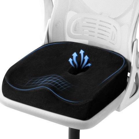SKYNY Memory Foam Seat Cushion for Office Chair, Contoured Sitting Cushion with Breathable Centre Hole, Thick Chair Pad for Desk Chair