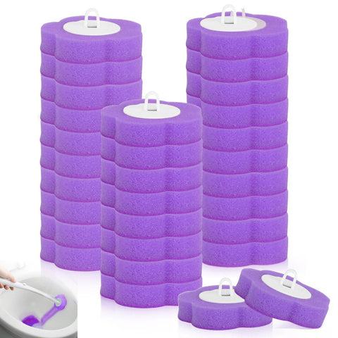 Disposable Toilet Brush Refills,30 Pcs Toilet Wand Replacement Heads-Purple