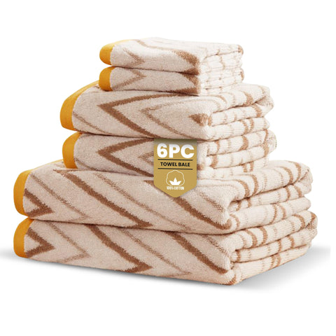 Rapport Home Helix 6-Piece Towel Bale | Luxurious 100% Cotton 500GSM Set for Soft Absorbent Comfort, Quick-Dry Use and Elegant Bathroom Style