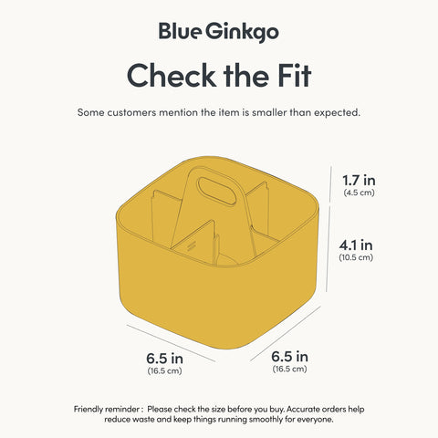 BLUE GINKGO Stackable Organizer Caddy – Korean-Made Portable Tote for Bathroom, Office, Crafts, or School Supplies (Square, Yellow)