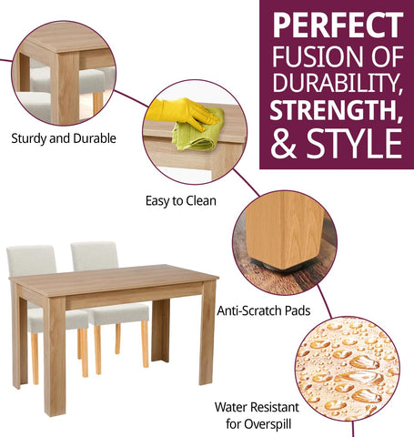 Hallowood Furniture Newquay Large Oak Dining Table and Chairs Set 6, Beige