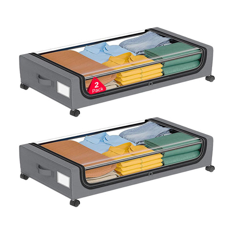 UTJEFVS 2 Pack Under Bed Storage With Wheels, 50L