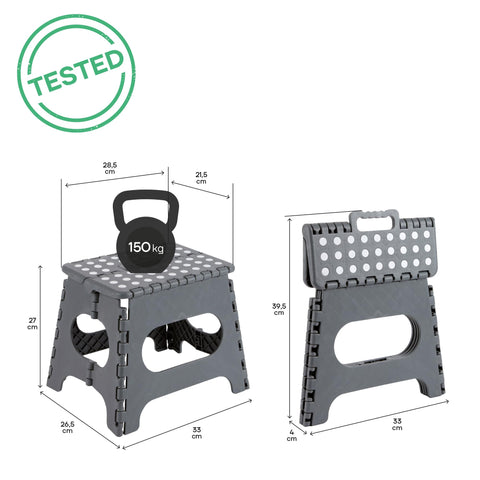 Arregui TB-027-G - Multi-Purpose Folding Stool, 290 x 220 x 270mm, Grey.
