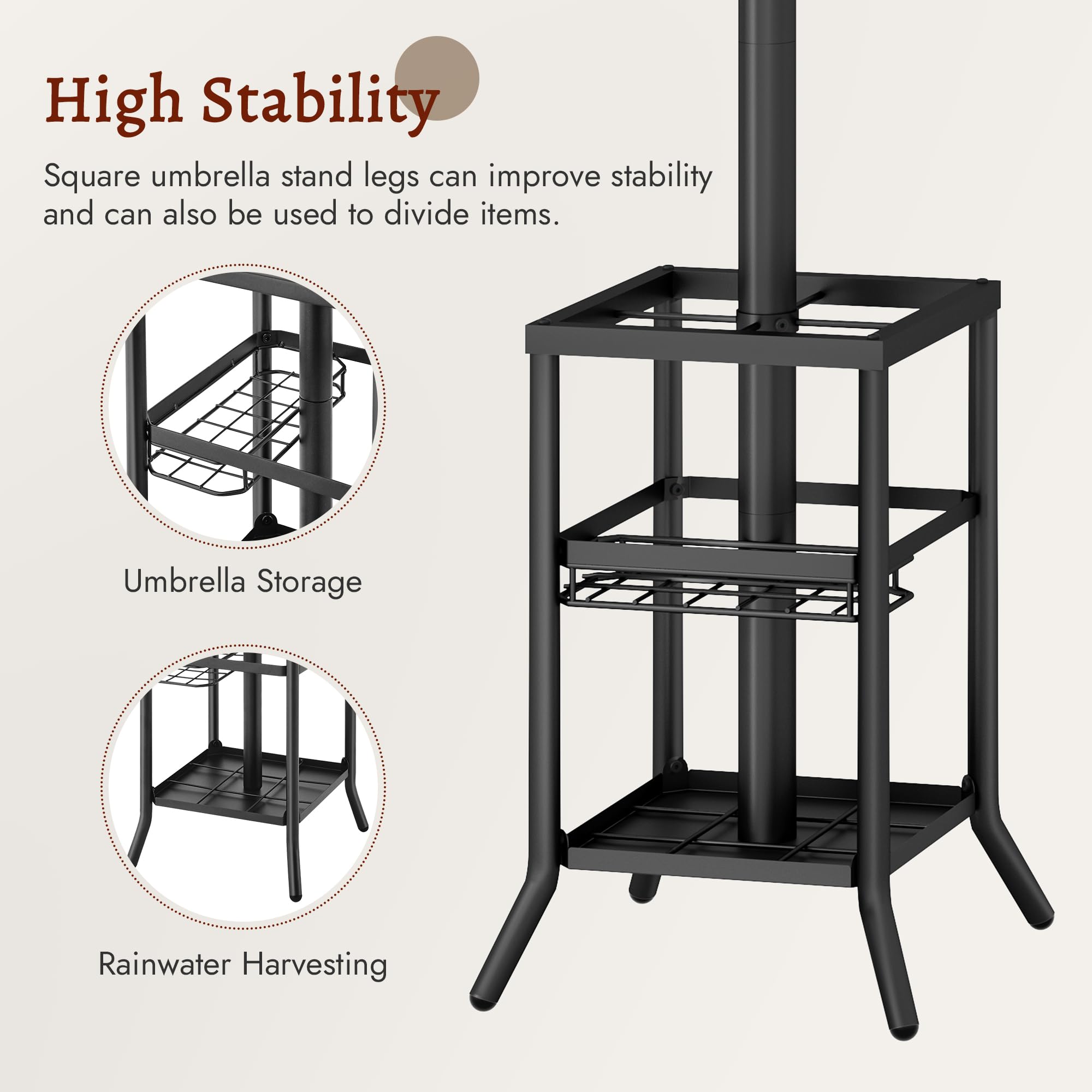 FAVOOSTY Coat Stand Coat Rack with 12 Hooks, Free standing Clothes Clothing Rack with Umbrella Holder, Hats