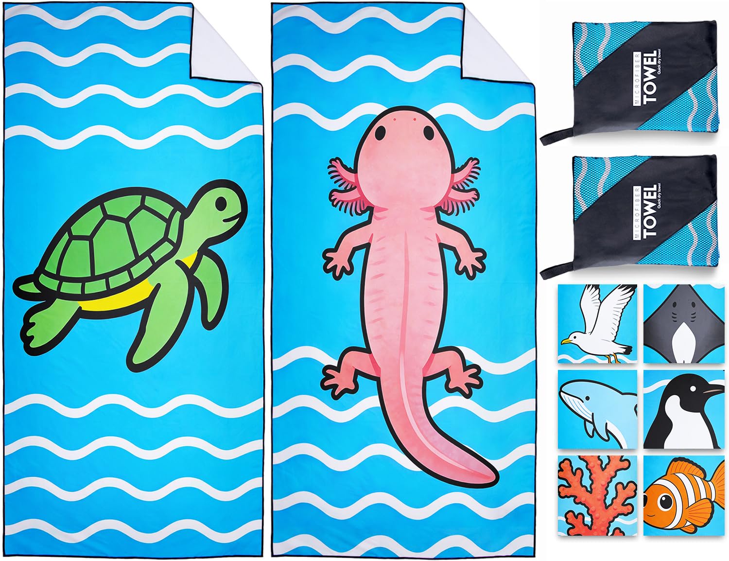 Violetpos 2 Pack Extra Large 180x90 cm Beach Towels, 250GSM Premium Microfibre, Sand Free Quick Dry Lightweight