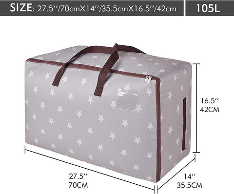 DOKEHOM 3-Pack 105L Large Storage Bag, Underbed Clothes Organizer, Grey
