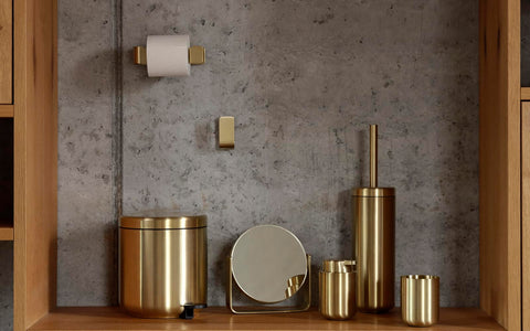 Zone Denmark Ume Soap Dispenser for Liquid Soap, Matt Brass, Scandinavian Design, 250 ml, Height 12.8 cm, Brass
