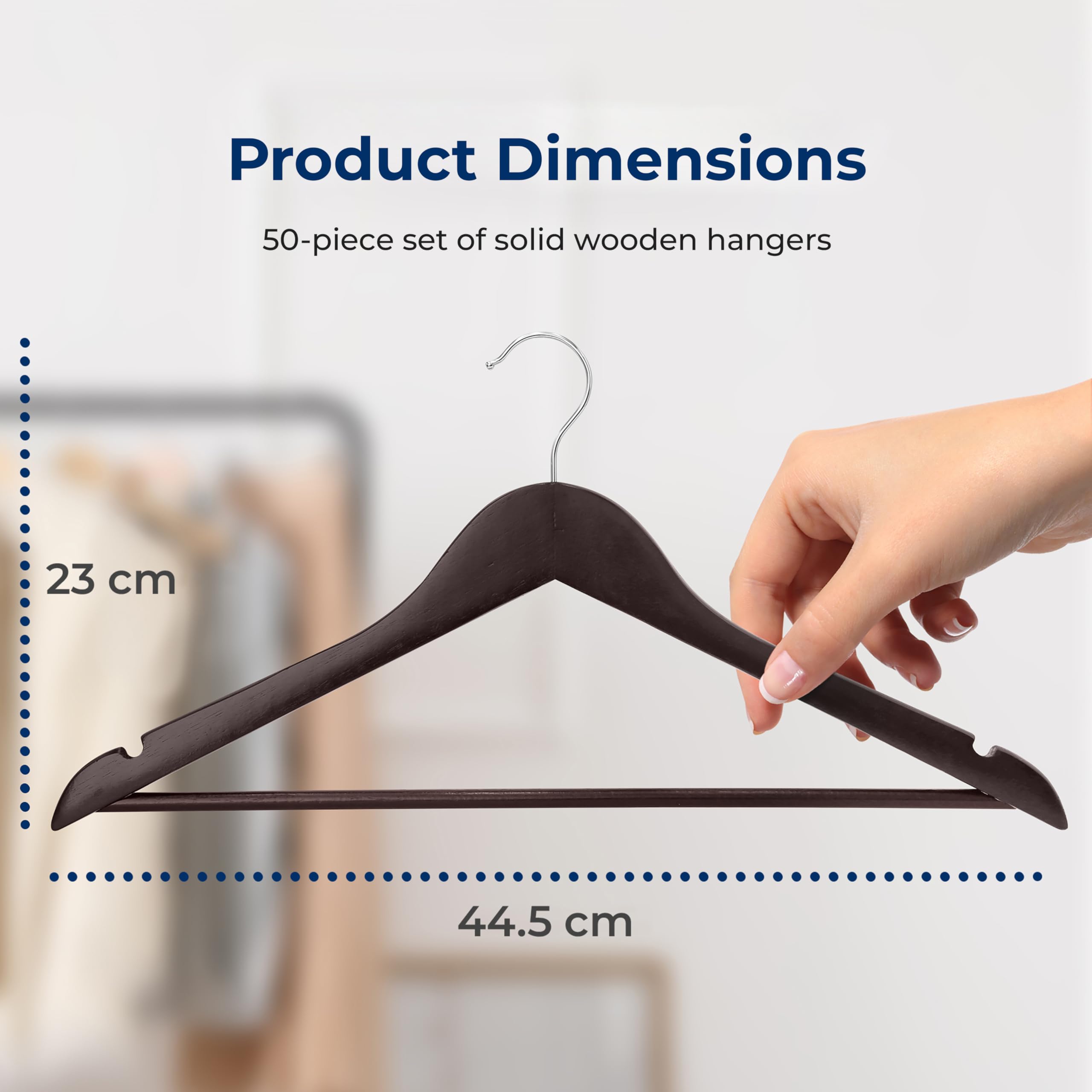 SereneLife Wood Hangers - Space Saving Heavy Duty Slim Suit Clothes Hanger Set with 360 Degree Swivel Metal Hook, Can Hold Up to 10 Lbs. for Coats